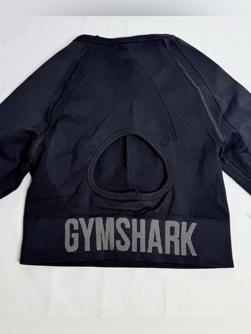 Gymshark Women’s Black Long Flex Long Sleeve Crop Top Open Back XS - Picture 10 of 11